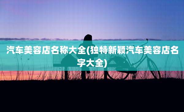 汽车美容店名称大全(独特新颖汽车美容店名字大全)