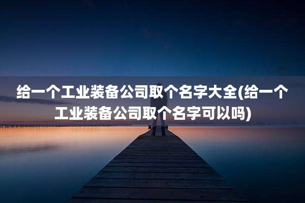 给一个工业装备公司取个名字大全(给一个工业装备公司取个名字可以吗)