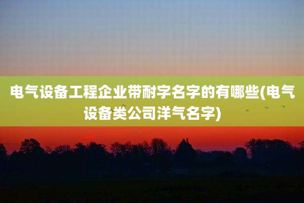 电气设备工程企业带耐字名字的有哪些(电气设备类公司洋气名字)