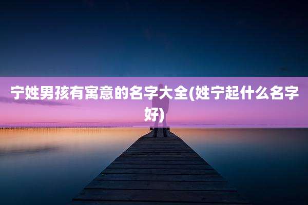 宁姓男孩有寓意的名字大全(姓宁起什么名字好)