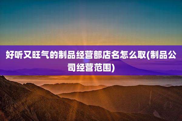 好听又旺气的制品经营部店名怎么取(制品公司经营范围)