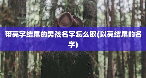 带亮字结尾的男孩名字怎么取(以亮结尾的名字)