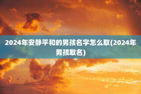 2024年安静平和的男孩名字怎么取(2024年男孩取名)