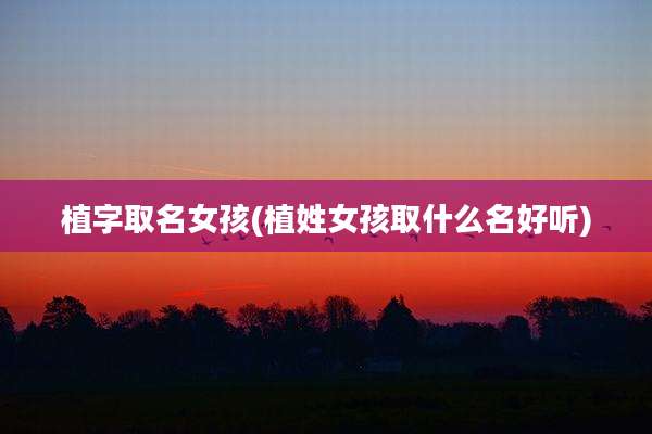 植字取名女孩(植姓女孩取什么名好听)