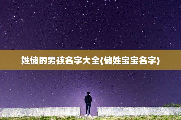 姓储的男孩名字大全(储姓宝宝名字)
