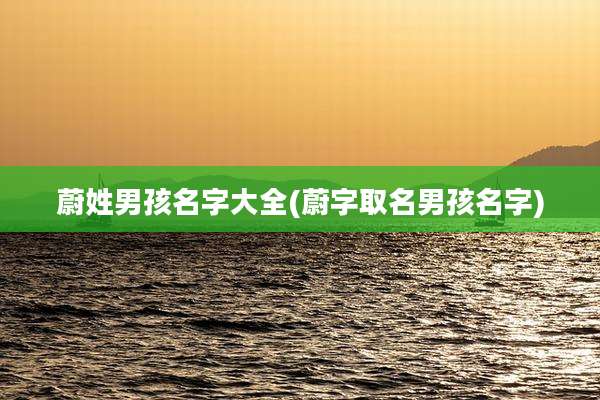 蔚姓男孩名字大全(蔚字取名男孩名字)