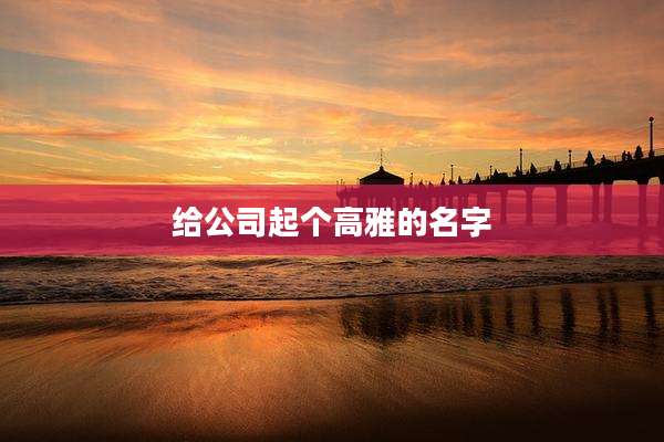 给公司起个高雅的名字