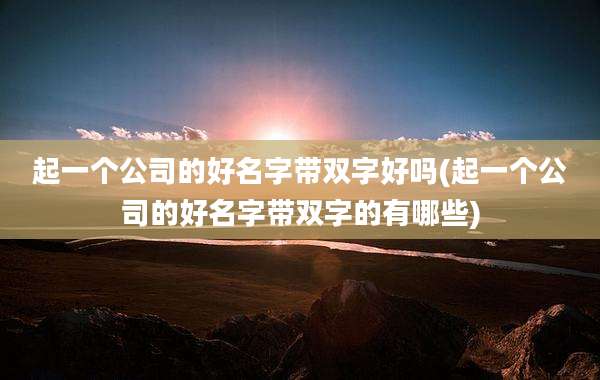 起一个公司的好名字带双字好吗(起一个公司的好名字带双字的有哪些)
