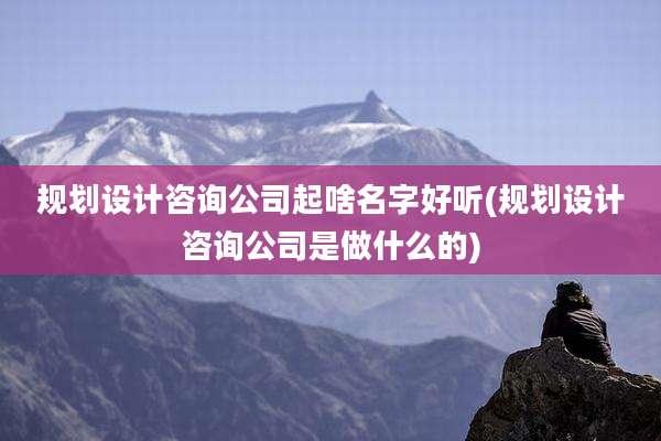 规划设计咨询公司起啥名字好听(规划设计咨询公司是做什么的)