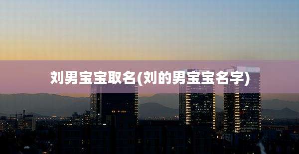 刘男宝宝取名(刘的男宝宝名字)