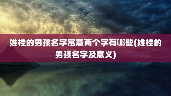 姓桂的男孩名字寓意两个字有哪些(姓桂的男孩名字及意义)