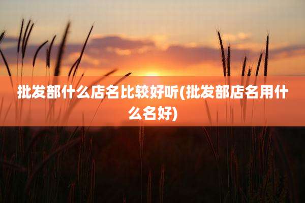 批发部什么店名比较好听(批发部店名用什么名好)