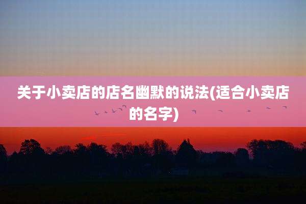 关于小卖店的店名幽默的说法(适合小卖店的名字)