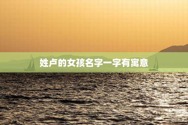 姓卢的女孩名字一字有寓意