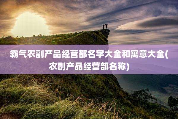霸气农副产品经营部名字大全和寓意大全(农副产品经营部名称)