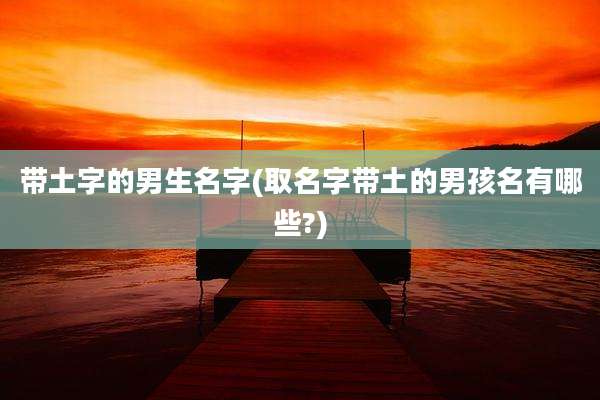 带土字的男生名字(取名字带土的男孩名有哪些?)