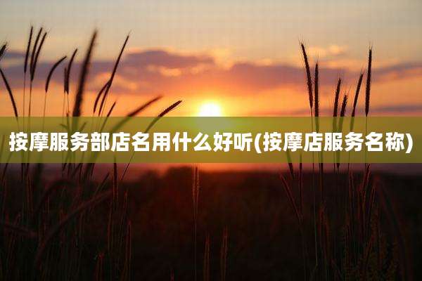 按摩服务部店名用什么好听(按摩店服务名称)