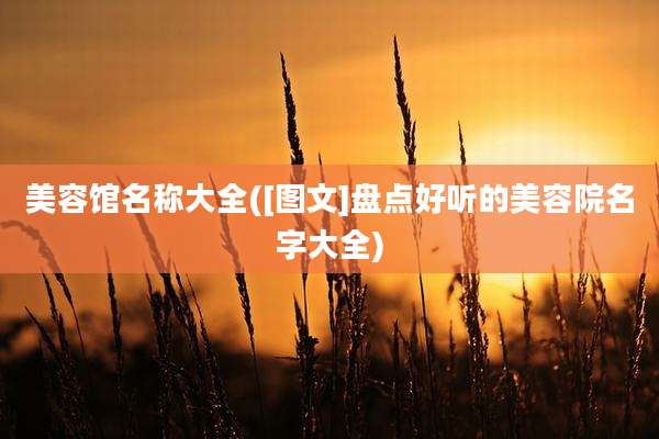 美容馆名称大全([图文]盘点好听的美容院名字大全)