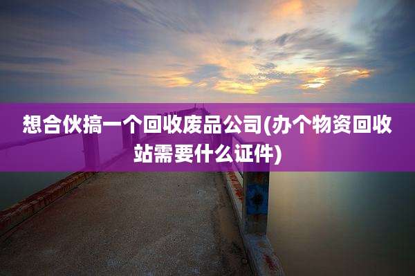 想合伙搞一个回收废品公司(办个物资回收站需要什么证件)