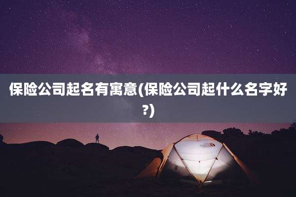 保险公司起名有寓意(保险公司起什么名字好?)
