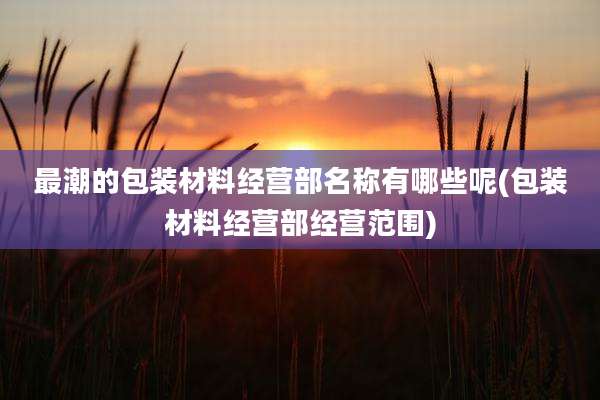 最潮的包装材料经营部名称有哪些呢(包装材料经营部经营范围)