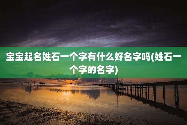 宝宝起名姓石一个字有什么好名字吗(姓石一个字的名字)