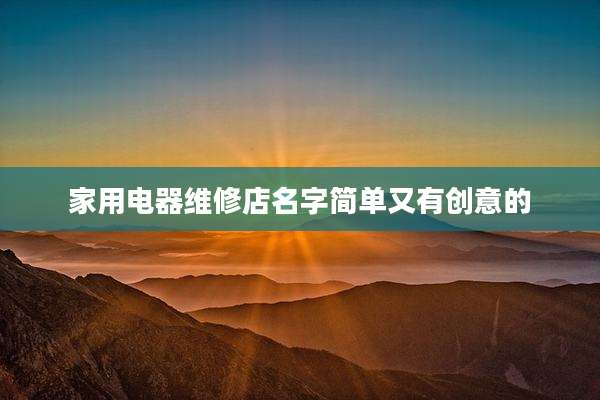 家用电器维修店名字简单又有创意的
