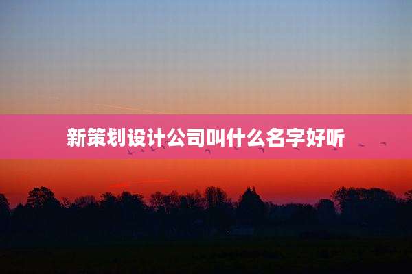 新策划设计公司叫什么名字好听