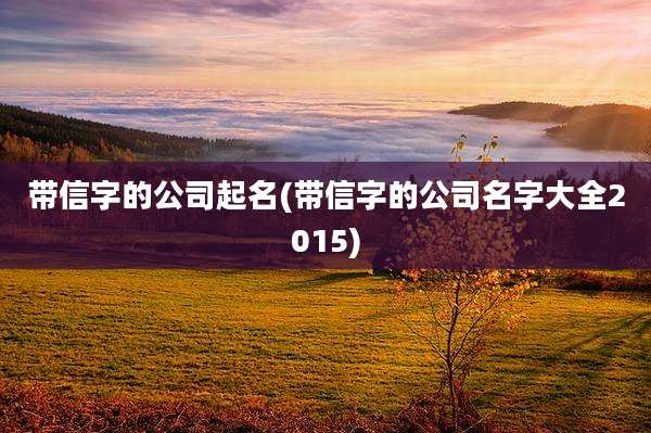 带信字的公司起名(带信字的公司名字大全2015)
