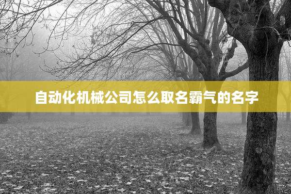 自动化机械公司怎么取名霸气的名字