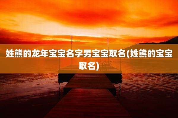 姓熊的龙年宝宝名字男宝宝取名(姓熊的宝宝取名)