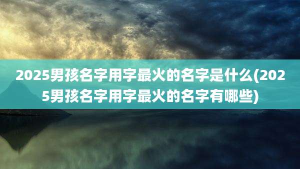 2025男孩名字用字最火的名字是什么(2025男孩名字用字最火的名字有哪些)
