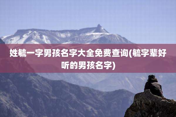 姓毓一字男孩名字大全免费查询(毓字辈好听的男孩名字)