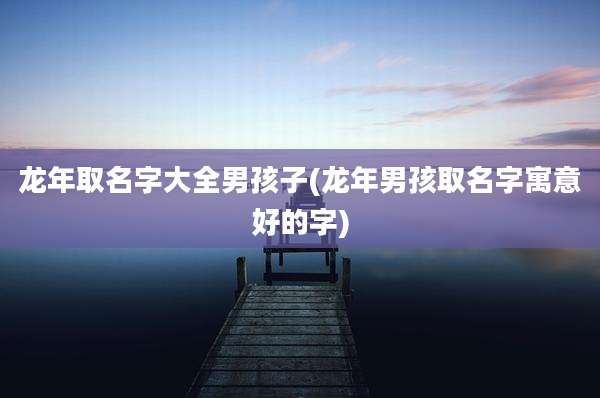 龙年取名字大全男孩子(龙年男孩取名字寓意好的字)