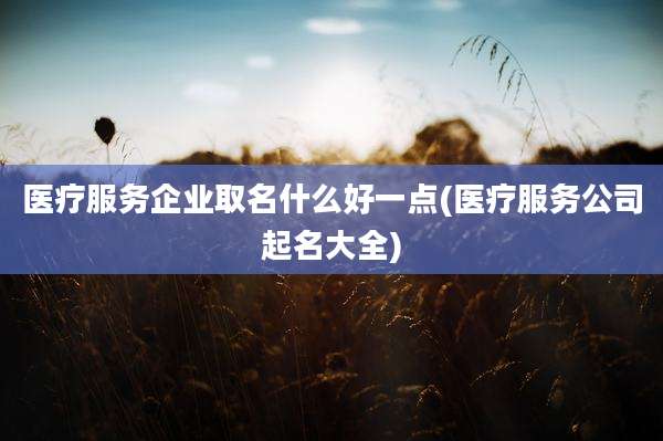 医疗服务企业取名什么好一点(医疗服务公司起名大全)