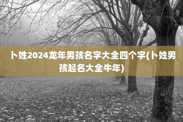 卜姓2024龙年男孩名字大全四个字(卜姓男孩起名大全牛年)