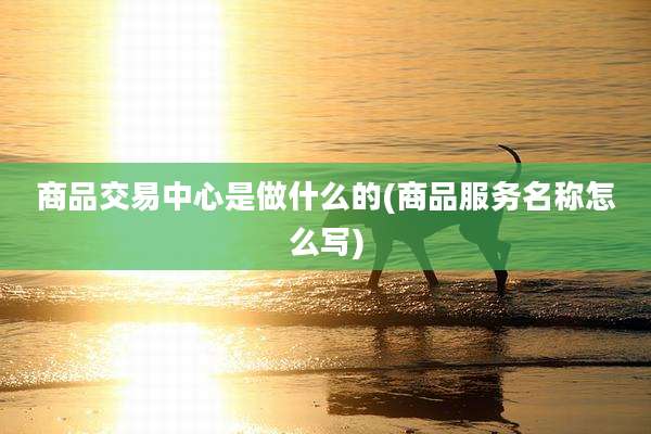 商品交易中心是做什么的(商品服务名称怎么写)