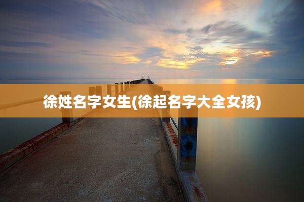 徐姓名字女生(徐起名字大全女孩)