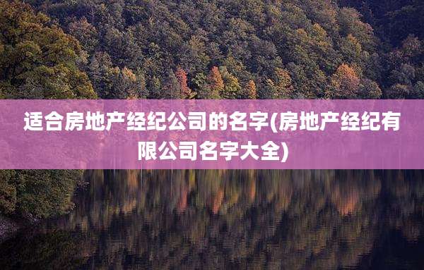 适合房地产经纪公司的名字(房地产经纪有限公司名字大全)