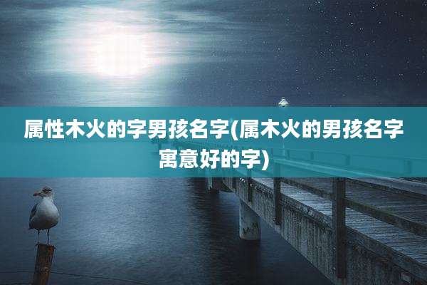 属性木火的字男孩名字(属木火的男孩名字寓意好的字)