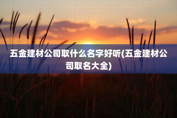五金建材公司取什么名字好听(五金建材公司取名大全)