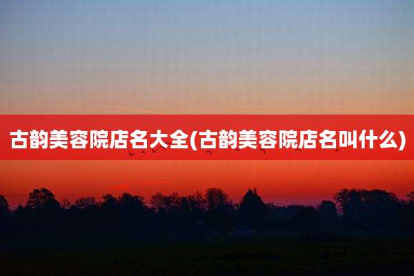 古韵美容院店名大全(古韵美容院店名叫什么)