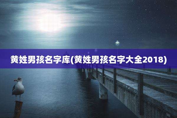 黄姓男孩名字库(黄姓男孩名字大全2018)
