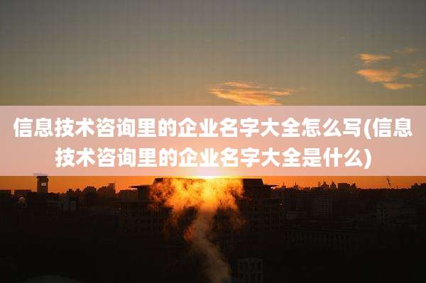 信息技术咨询里的企业名字大全怎么写(信息技术咨询里的企业名字大全是什么)