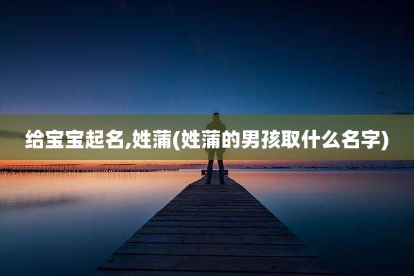 给宝宝起名,姓蒲(姓蒲的男孩取什么名字)