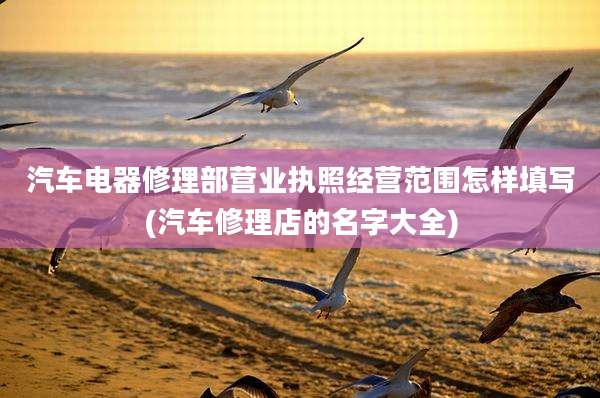 汽车电器修理部营业执照经营范围怎样填写(汽车修理店的名字大全)