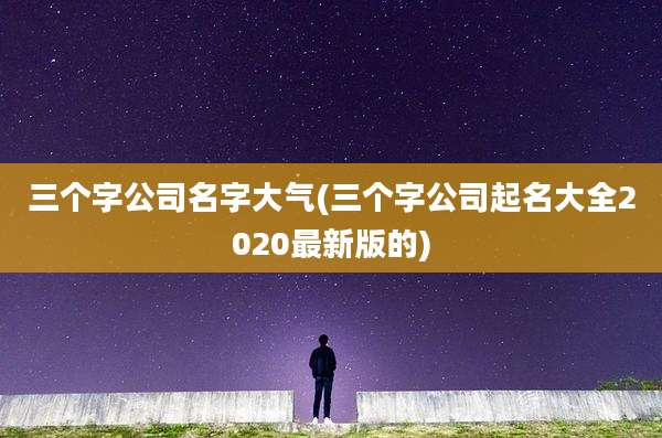 三个字公司名字大气(三个字公司起名大全2020最新版的)