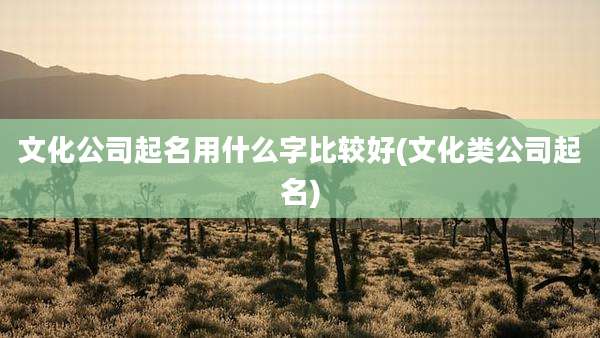 文化公司起名用什么字比较好(文化类公司起名)