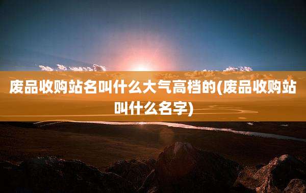 废品收购站名叫什么大气高档的(废品收购站叫什么名字)