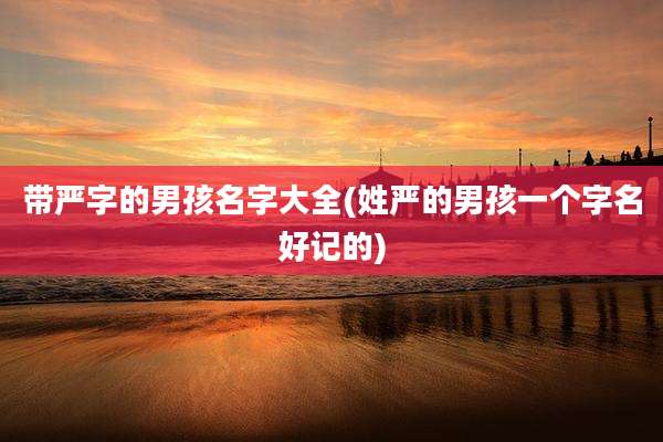 带严字的男孩名字大全(姓严的男孩一个字名好记的)